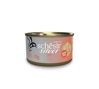 Schesir Silver, Filetes de Pollo en Caldo, Alimento Húmedo Completo para Gatos Mayores, Sin Cereales, Apoya el Sistema Inmunológico, Rico en Hidratación, 12 x 70g