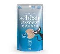 Schesir Silver, Pollo en Mousse, Alimento Húmedo Completo para Gatos Mayores, Sin Cereales, Apoya el Sistema Inmunológico, Rico en Hidratación, 12 x 80 g