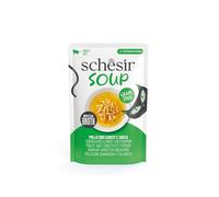 Schesir, Sopa con Filetes de Pollo con Zanahorias y Calabaza, Cibo Húmedo Complementario para Gatos, en Bolsas, Receta Original, 100% Natural, 12 x 40g