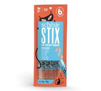 Schesir Stix, Sabor Salmón, Snacks Complementarios Y Cremosos para Gatos (12 Paquetes De 6 Snacks)