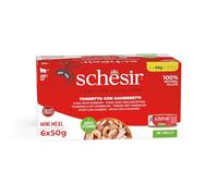 Schesir, Tonito con Camarones En Gelatina, Alimento Húmedo Completo para Gatos, con Vitaminas Añadidas, 100% Natural, Cruelty-Free, 6 X 50g