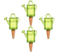Scheurich Dispensador de agua Nelly | 4 x verde | Capacidad de 110 ml | Bola de riego pequeña con base de arcilla | Dispensador de agua para plantas y flores, tallo de terracota