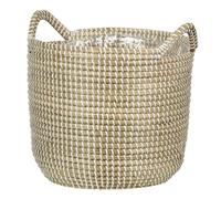 Scheurich Macetero de hierba marina 32 con asas de algas marinas, color blanco, 32 cm de diámetro, 30,5 cm de alto, 26,9 l de vol.