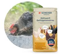 Schicker Mineral Hüfisan lecho Mineral para gallinero y baño de Polvo, Arena para gallinas y Aves, Polvo de Roca diabásica Natural, Reduce Humedad y olores, Reutilizable en Compost, Saco 25 kg
