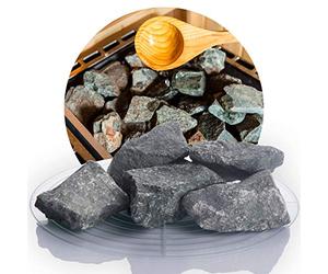 Schicker Mineral piedras para sauna de diabas, 20 kg, Ø 5-8 cm, alta retención de calor y resistencia al choque térmico, aptas para estufas eléctricas y de leña, selección manual en Baviera