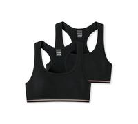 Schiesser 2 Pack Unterwäsche Bustier-Organic Cotton-Rippe Corsé, Negro_178457, 164 (Pack de 2) para Niñas