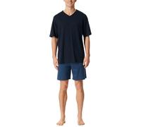 Schiesser Herren Schlafanzug Kurz V-auschnitt-Nightwear Set Juego de Pijama, Azul Atlántico_181153, 52 Hombres