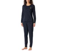 Schiesser Damen Schlafanzug Lang mit Bündchen Baumwolle-Nightwear Juego de Pijama, Azul Nocturno_183206, 42 Mujeres