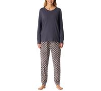 Schiesser Damen Schlafanzug Lang mit Bündchen Baumwolle-Nightwear Juego de Pijama, Grafito_181987, 50 Grande Mujeres