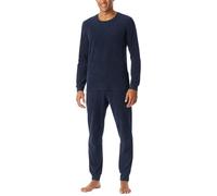 Schiesser Herren Schlafanzug Lang Velour-Selected Premium Warming Juego de Pijama, Azul Nocturno_183137, 50 Hombres