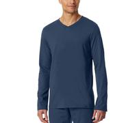 Schiesser Herren Schlafshirt Langarm V-Ausschnitt - Mix + Relax - Organic Cotton Camiseta de Pijama Hombre (Pack de 1)