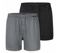 Schiesser Jersey Boxershorts Hombre, 2 Pack, Algodón, Negro