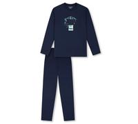 Schiesser Jungen Schlafanzug Set Lang-100% Organic Bio Baumwolle-Größe 140 bis 176 Juego de Pijama, Azul Oscuro_181992, 164 para Niños