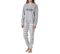 Schiesser Mädchen Schlafanzug Set Pyjama Lang-100% Organic Bio Baumwolle-Größe 140 bis 176 Juego de Pijama, Gris-Mel_183043, 164 para Niñas