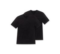 Schiesser Media Manga American Camiseta Cuello Pico Paquete Doble Blanco - Negro (000-negro), 8 (XXL)