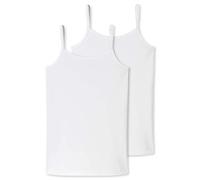 Schiesser Pack de 2 Camisetas con Tirantes para niña Ropa Interior, Weiss_173527, 176 cm para Niñas