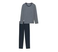 SCHIESSER Pijama ' Casual Essentials ' azul noche / blanco Mujer SCHIESSER S azul noche / blanco