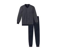 SCHIESSER Pijama largo azul oscuro / gris / blanco M-L azul oscuro / gris / blanco