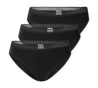 Schiesser Rio Slips - Bragas elásticas de algodón para Mujer, 3 Unidades, Negro_182908, 38