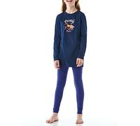 Schiesser Schlafanzug Lang mit Leggings Bio Baumwolle - Gr. 116 bis 152, Juego de Pijama Niñas, Dunkelblau 1, 116