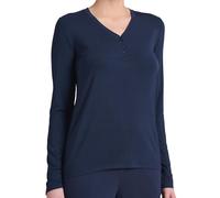 Schiesser Schlafshirt mit Knopfleiste Langarm Camiseta de Pijama, Opaco, Blau, 36 para Mujer