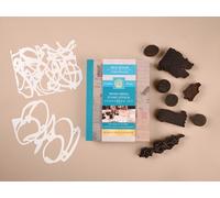 Schiffer Craft Mixed-Media Stamp, Stencil, and Storybook Set European Scripts: 8 Premium Art Stamps, 2 Stencil Masks, and 32-Page Instruction Booklet; Great for Gel Plate Printing