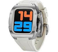 Schik 44 mm de 45 mm Caja de reloj de titanio Sport Rubber Band, para Ultra 8 7 6 5 4 SE Serie Reemplazo, correas deportivas RM RM Case Bisel Mod Kit Accesorios (Color: E, Tamaño: 45 mm)