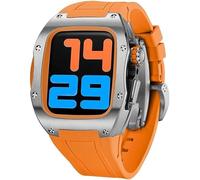 Schik 44 mm de 45 mm Caja de reloj de titanio Sport Rubber Band, para Ultra 8 7 6 5 4 SE Serie Reemplazo, correas deportivas RM RM Case Bisel Mod Kit Accesorios (Color: E, Tamaño: 45 mm)