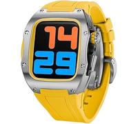 Schik 44 mm de 45 mm Caja de reloj de titanio Sport Rubber Band, para Ultra 8 7 6 5 4 SE Serie Reemplazo, correas deportivas RM RM Case Bisel Mod Kit Accesorios (Color: E, Tamaño: 45 mm)