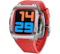 Schik 44 mm de 45 mm Caja de reloj de titanio Sport Rubber Band, para Ultra 8 7 6 5 4 SE Serie Reemplazo, correas deportivas RM RM Case Bisel Mod Kit Accesorios (Color: E, Tamaño: 45 mm)