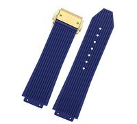 SCHIK Correa de goma de silicona para Hublot BIG BANG, negro, azul y blanco, con hebilla de mariposa, accesorios de correa de reloj, 26 x 19 mm, 25.19mm, Ágata