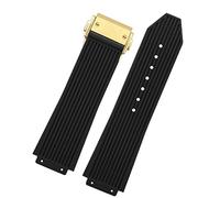 SCHIK Correa de goma de silicona para Hublot BIG BANG, negro, azul y blanco, con hebilla de mariposa, accesorios de correa de reloj, 26 x 19 mm, 25.19mm, Ágata