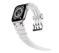 SCHIK Correa de goma para Apple Watch Band S10 46mm S10 42mm Ultra 49mm 45mm 44mm correas de reloj de goma Correa impermeable(Silvery white,S10 46mm)