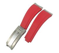 SCHIK Correa de reloj de goma con eslabones metálicos curvados de 20 mm para Rolex Daytona GMT con hebilla de bloqueo deslizante Submariner correa de reloj deportivo de silicona, Rose gold, Ágata