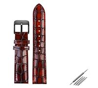 SCHIK Correa de reloj de piel de becerro con textura de cocodrilo, 18 mm, 20 mm, 22 mm, correa de reloj para hombres y mujeres, correa de reloj con hebilla sólida, 20mm, Ágata