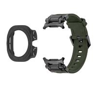 SCHIK Funda con correa 2 en 1 para Samsung Galaxy Watch 7 Ultra 47mm pulsera de silicona funda protectora de pantalla para Galaxy Watch 7 Ultra WatchBands(Green black)