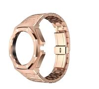 SCHIK Kit de correa de modificación para HUAWEI GT Cyber Watch Case, correa de reloj, pulsera con bisel de acero inoxidable, pulsera de silicona de repuesto(Rose Gold)