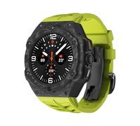 SCHIK Kit de modificación de lujo para Samsung Galaxy Watch 7 Ultra 47 mm Caja de carbono Correa de goma para Galaxy Watch Ultra Funda de fibra de carbono Correas de reloj(LmGreen)