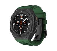 SCHIK Kit de modificación de lujo para Samsung Galaxy Watch 7 Ultra 47 mm Caja de carbono Correa de goma para Galaxy Watch Ultra Funda de fibra de carbono Correas de reloj(Green)