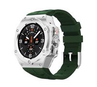 SCHIK Kit de modificación de lujo para Samsung Galaxy Watch Ultra 47 mm Caja de acero inoxidable Correa de silicona para correas de reloj de accesorios DIY Ultra 47 mm(Green Silver)