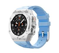 SCHIK Kit de modificación de lujo para Samsung Galaxy Watch Ultra 47 mm Caja de acero inoxidable Correa de silicona para correas de reloj de accesorios DIY Ultra 47 mm(Blue Silver)