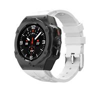 SCHIK Kit de modificación de lujo para Samsung Galaxy Watch Ultra 47 mm Caja de acero inoxidable Correa de silicona para correas de reloj de accesorios DIY Ultra 47 mm(White Black)