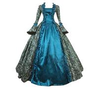 Schild Mittelalterliches Metall Modisch, im Gothic-Stil, Midikleid, Croset, Lange ausgestellte Ärmel, A-Linie, Partykleid Rapunzel-Cosplay-Kostüm (Light Blue, XXL)