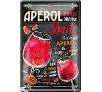 schilderkreis24 - Cartel de chapa "Aperol Blood Orange Spritz Recet" - Decoración clásica de bar, metal, 20 x 30 cm