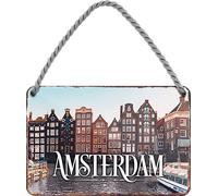 schilderkreis24 Cartel de chapa colección 18 x 12 cm, diseño de ciudades de todo el mundo: decoración e idea de regalo para trotamundos (Amsterdam)