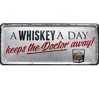 schilderkreis24 Cartel de chapa con texto en inglés "A Whiskey a Day Doctor Away", decoración escocesa irlandesa para bar, pub, mostrador 28 x 12 cm