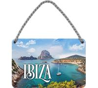 schilderkreis24 - Cartel de chapa "Ibiza", isla, mar, destino de excursiones, decoración, vacaciones, viajes, paisaje, placa de metal, retro, para puerta, cumpleaños, Navidad, 18 x 12 cm