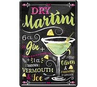 schilderkreis24 - Cartel de chapa para cócteles con receta "Dry Martini" decorativo de metal para todos los bares, mostradores o pub, regalo para cumpleaños o Navidad, 20 x 30 cm