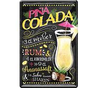 schilderkreis24 - Cartel de chapa para cócteles, recetas, decoración de metal, para todos los propietarios de bares o pubs, regalo de cumpleaños o Navidad, 20 x 30 cm (Pina Colada)