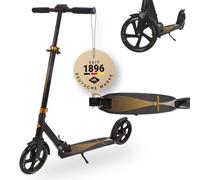 Schildkröt City Scooter Street Master 2.0, Ruedas de 200 mm, Patinete de Aluminio, Plataforma Grande, Plegable, Ideal para Niños y Adultos, Negro Mate-Oro, 510003